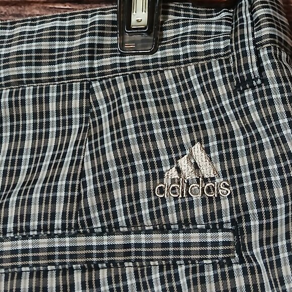 Adidas Golf Shorts Mens 34Tan Black Plaid Lightweight Performance Activewear - Picture 6 of 8